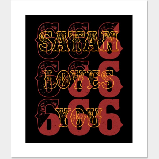 Vintage Satan Loves You - Funny Sarcastic Quote Wall Art by Whimsical Thinker